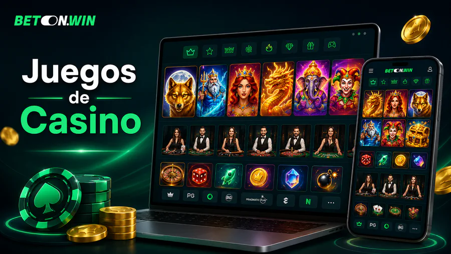 Juegos de casino en BetonWin con tragamonedas, casino en vivo y lobby móvil con diseño premium