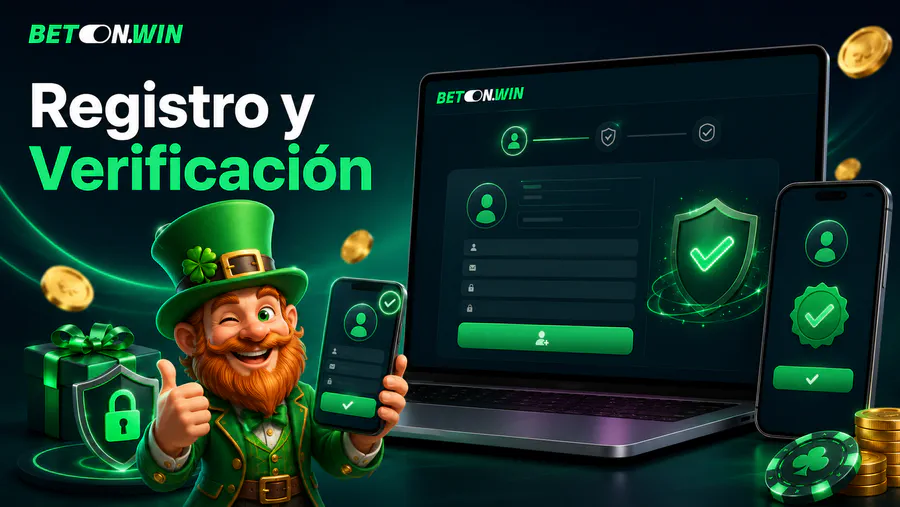 Registro y verificación en BetonWin con formulario de cuenta, seguridad KYC y acceso móvil